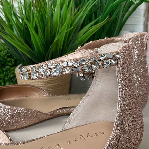 NIB- Copper Key Ankle Strap Shimmer, Blush Nude Women’s Flats - Picture 4 of 8